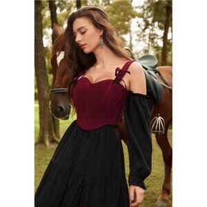 Corset Tops for Women with Zipper Burgundy